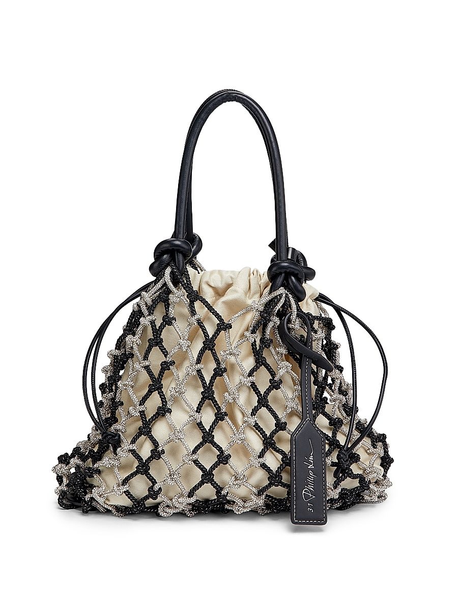 Women's Mini Crystal Macramé Handbag - Silver Multi