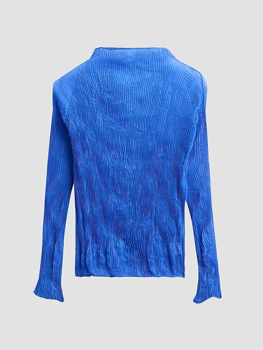 Women's Chiffon Twist Rib-Knit Top - Starling Blue - Size Small