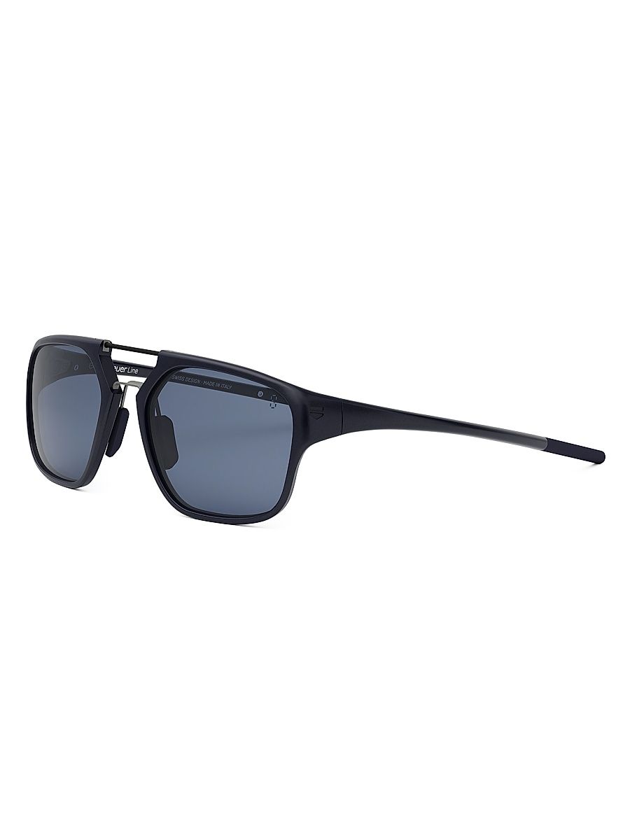 Men's Line 56MM Square Sunglasses - Dark Blue Blue