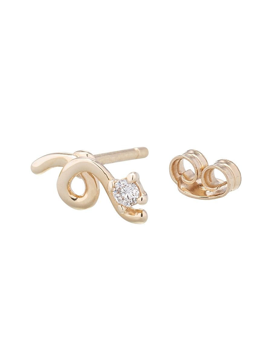 Women's Loop Mini Loop 9K Yellow Gold & 0.01 TCW Diamond Earring - Yellow Gold