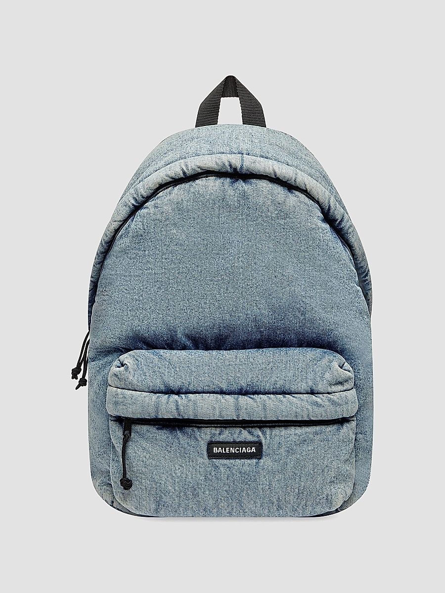Balenciaga Men's Explorer Backpack Denim - Faded Blue