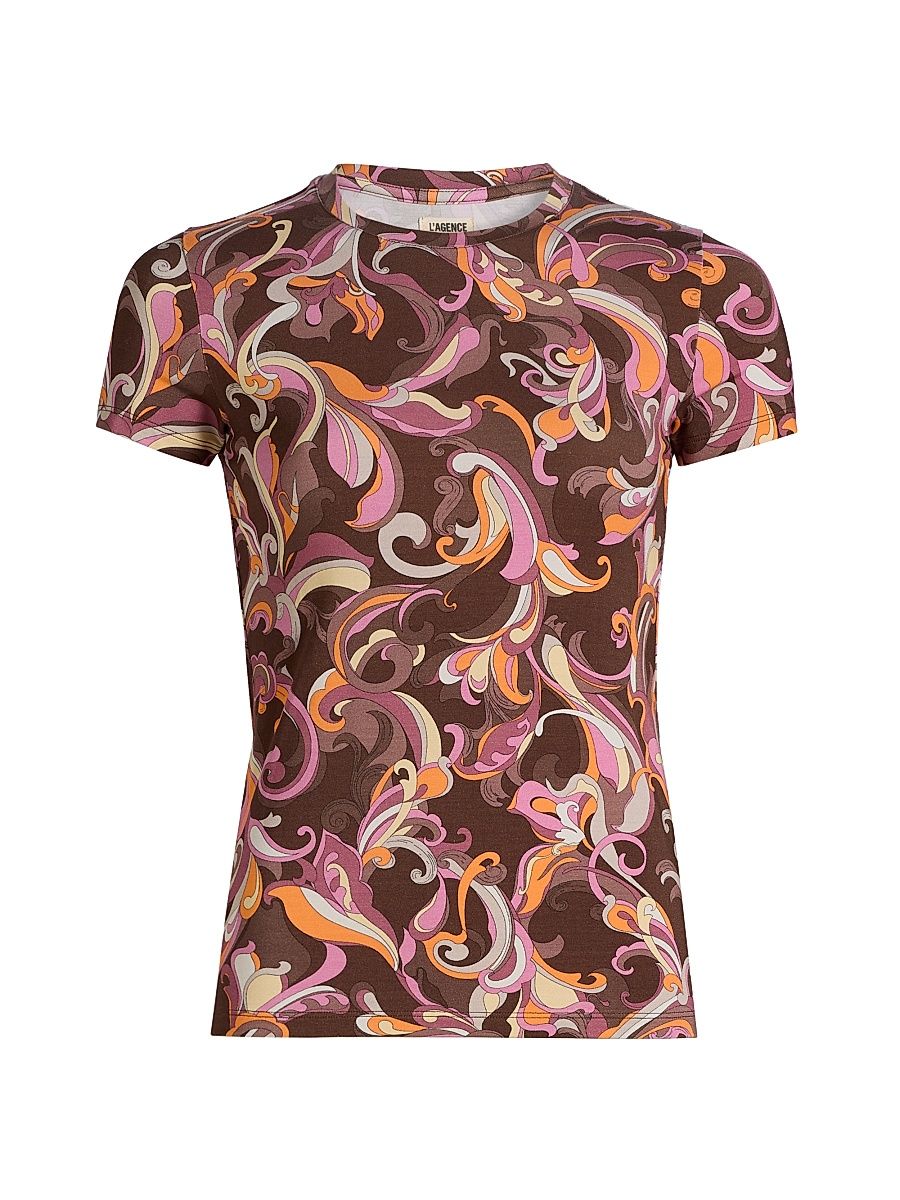 Women's Ressi Abstract Paisley T-Shirt - Brown Pink Multi Paisley - Size XL