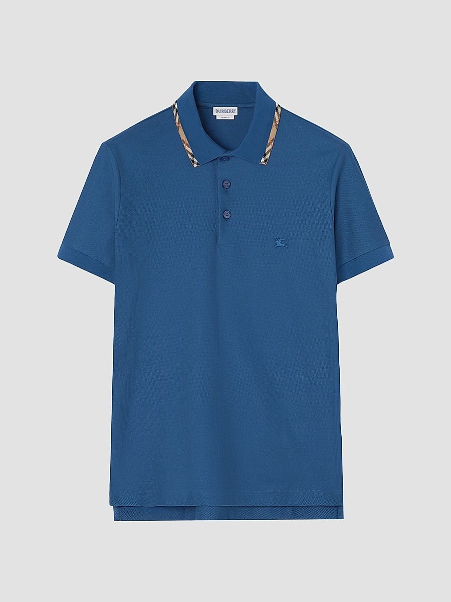 Men's Eddie Check Collar Polo Shirt - Officers Blue - Size XXL