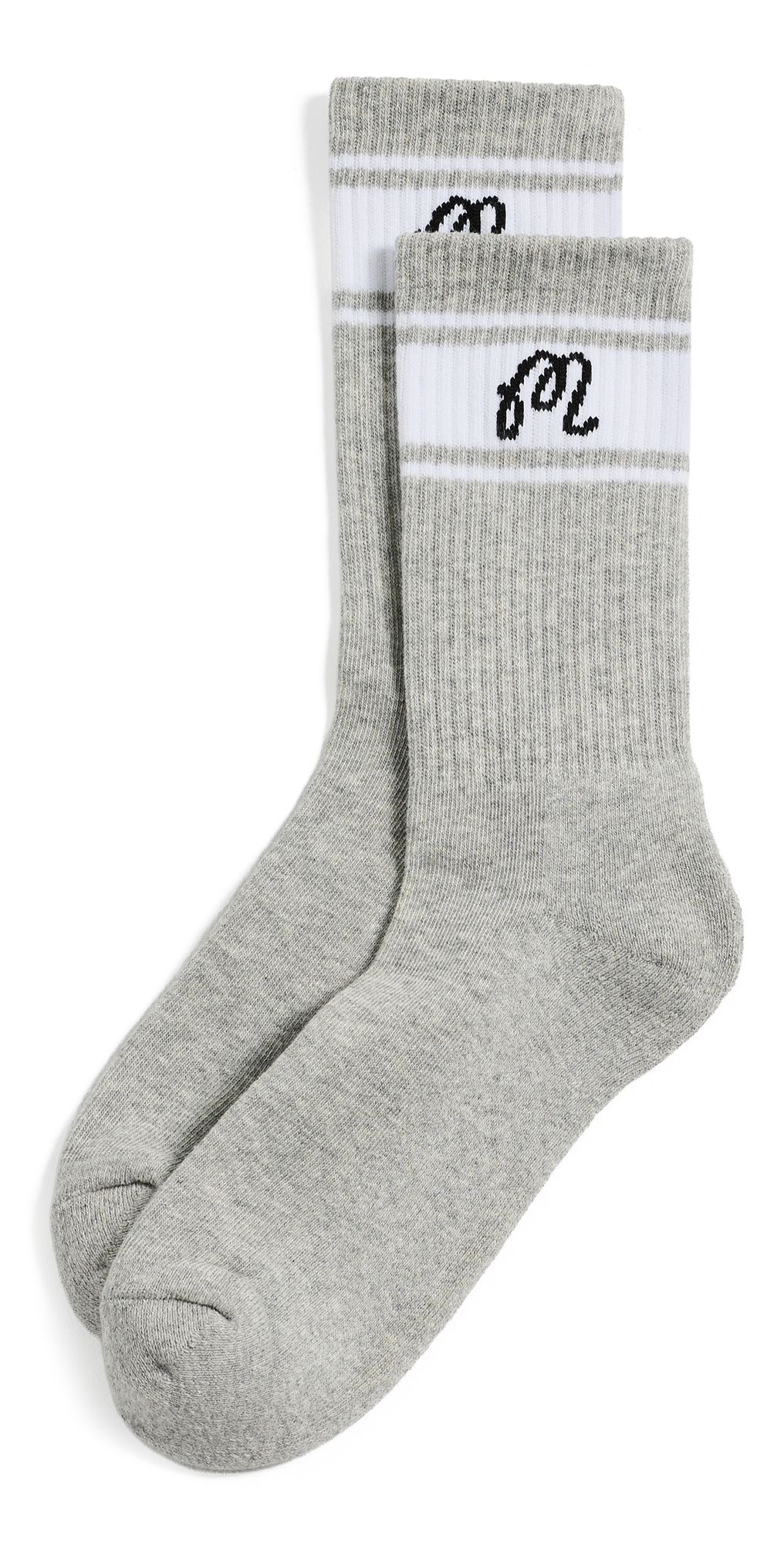 Malbon Haven Crew Socks Heather Grey One Size