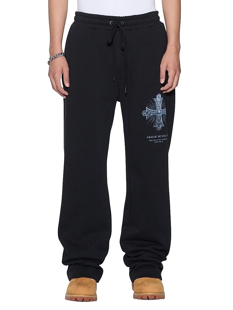 Men's Future Memory Graphic Cotton Track Pants - Black - Size XXL
