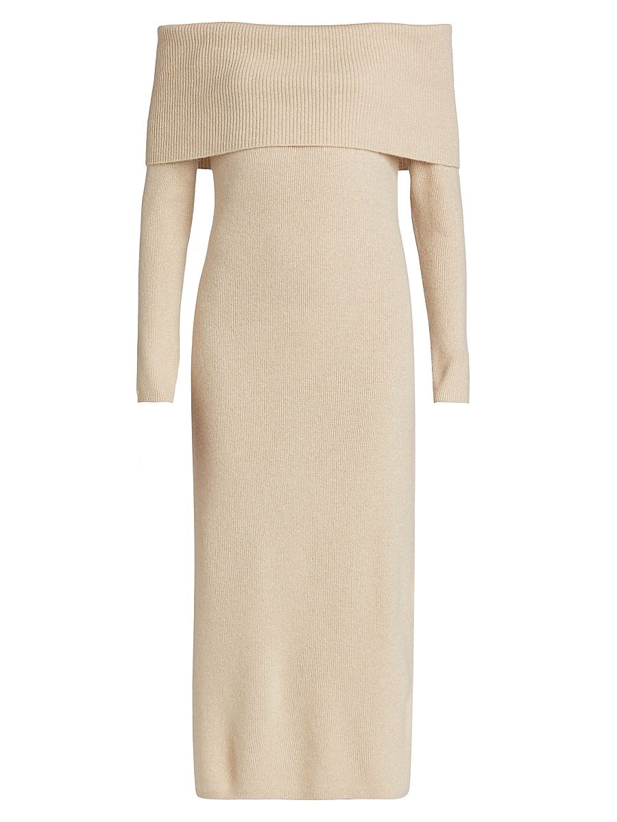 Women's Heritage Sofia Cashmere Off-the-Shoulder Dress - Champagne Lurex - Size XL