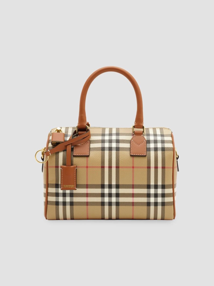 Burberry Women's Small Check Canvas Bowling Bag - Briar Brown