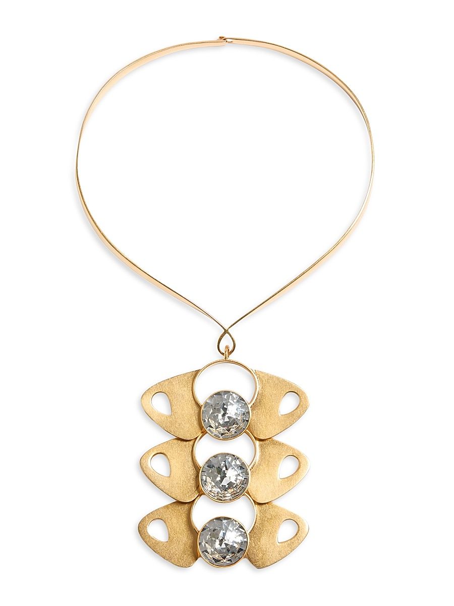 Women's Pages Necklace in Metal and Crystals - Gold Crystal