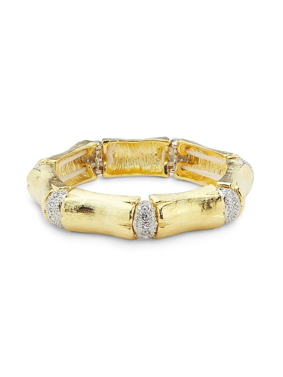Women's Bamboo Two-Tone & Glass Crystal Stretch Bracelet - Gold