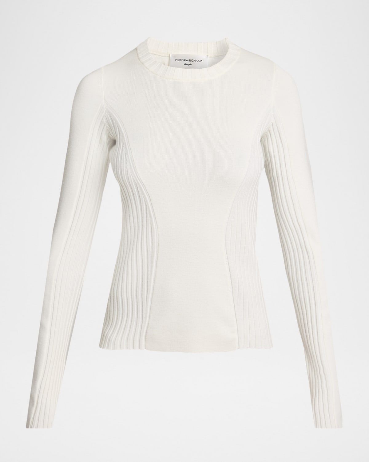 Paneled Rib Crewneck Sweater