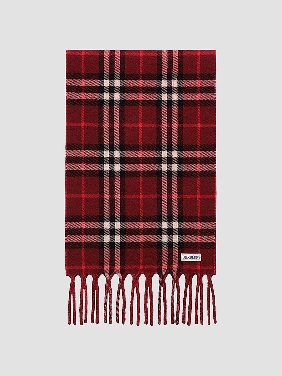 Women's Check Cashmere Reversible Scarf - Red