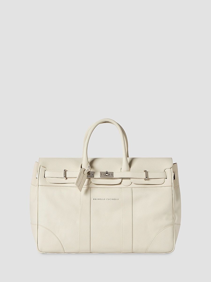 Men's Grained Calfskin Country Bag - Ivory
