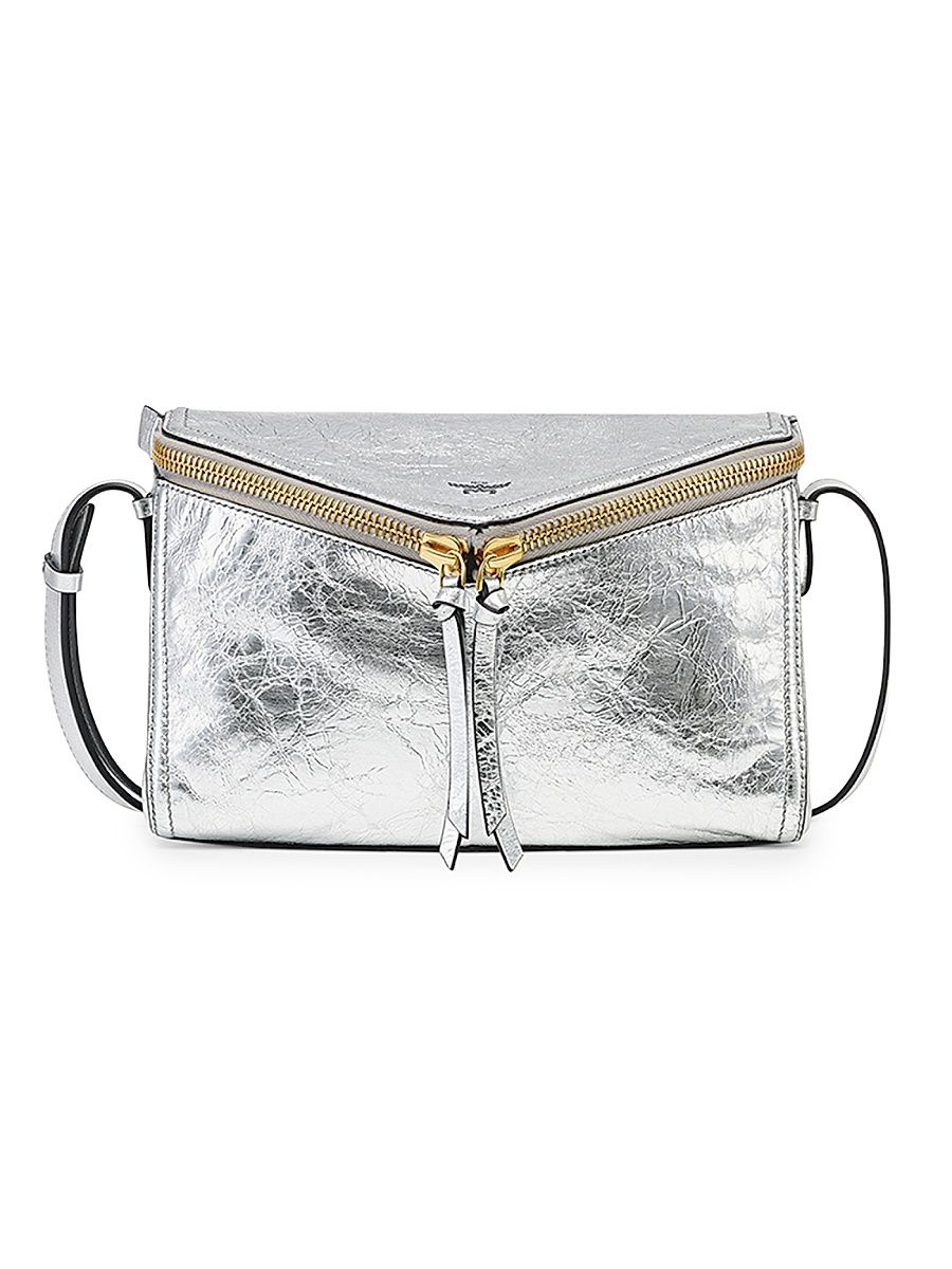 Women's 3D Diamant Metallic Leather Shoulder Bag - Silver