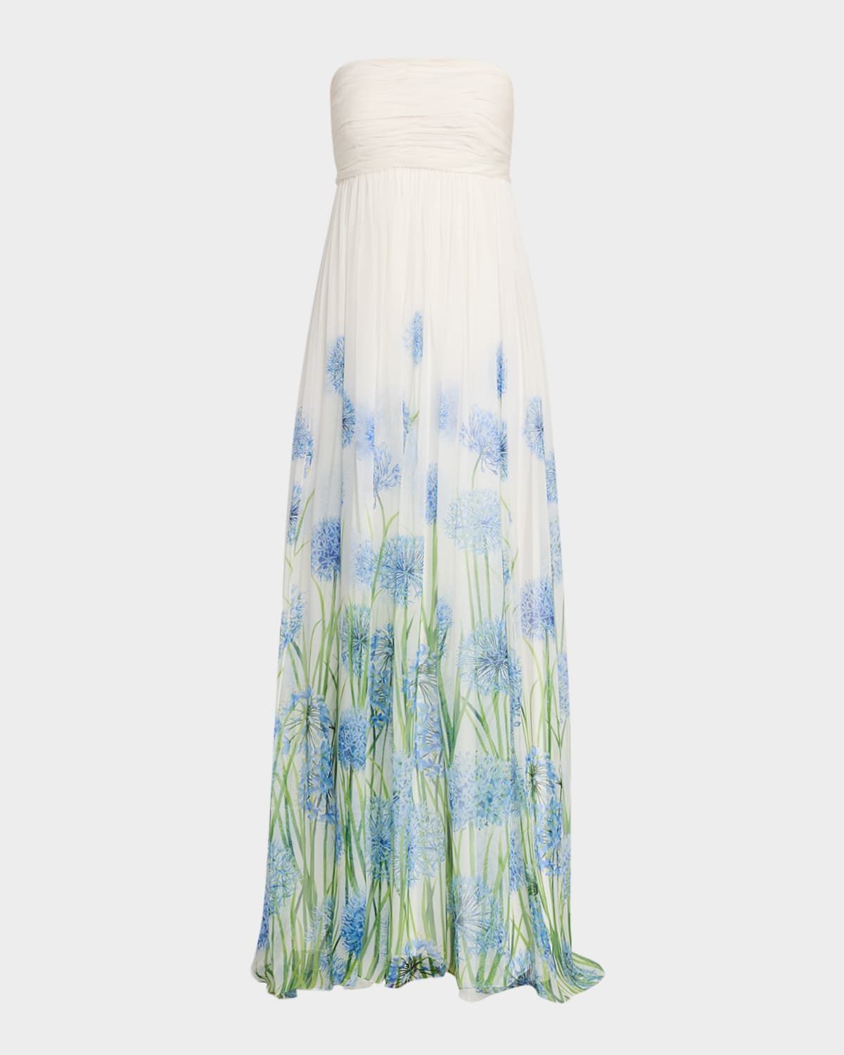 Strapless Alliums Degrade Silk Chiffon Gown