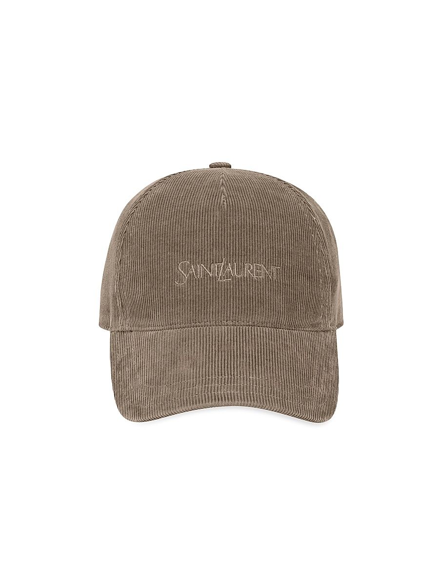 Saint Laurent Men's Cap in Corduroy - Kaki - Size Medium