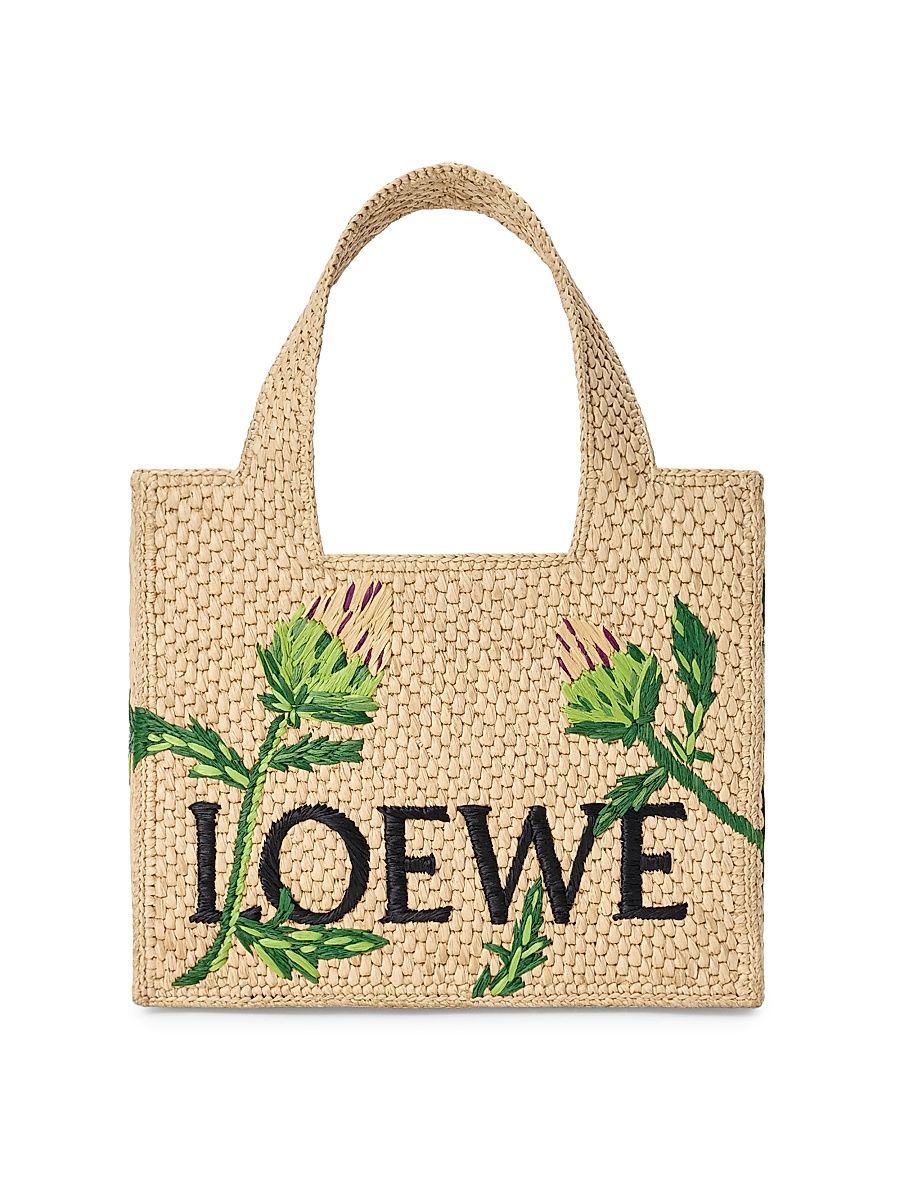 Women's LOEWE x Paula's Ibiza Font Small Logo Raffia Tote Bag - Natural Green
