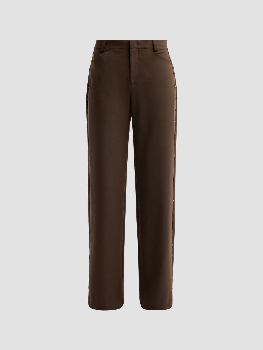 Vince Women's Studded Wide-Leg Trousers - Smoked Truffle - Size 8