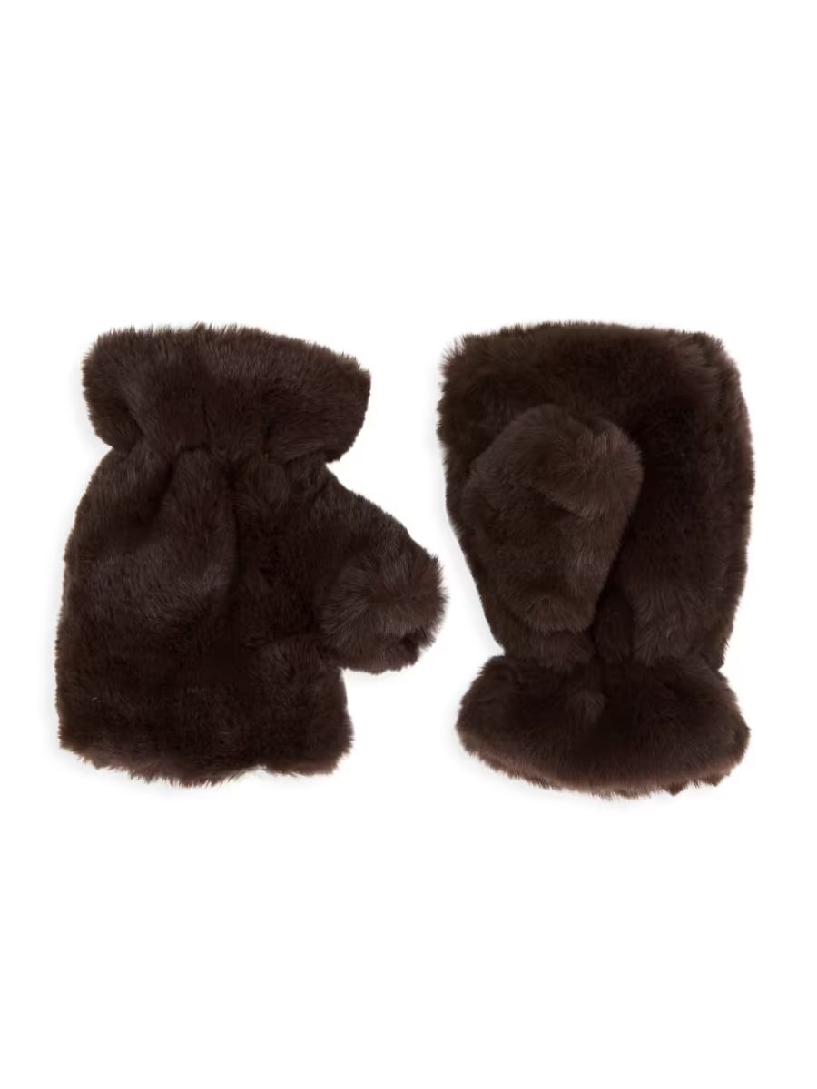 Apparis Women's Ariel Faux Fur Fingerless Gloves - Espresso