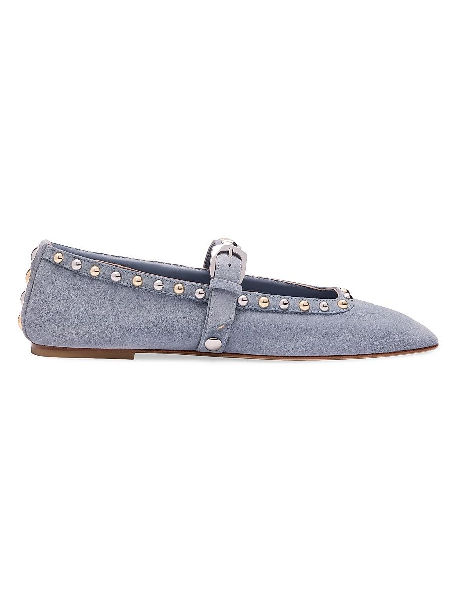 Women's Perry Studded Suede Mary Janes - Breezy Blue - Size 9.5