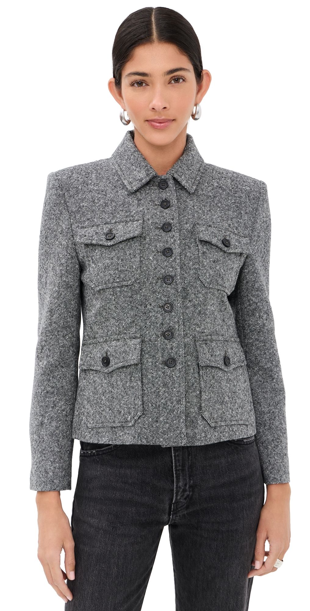 Nili Lotan Jamison Jacket Black Donegal 0