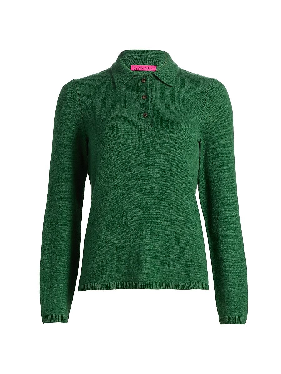 Women's Laurel Cashmere Polo Shirt - Fern - Size Large