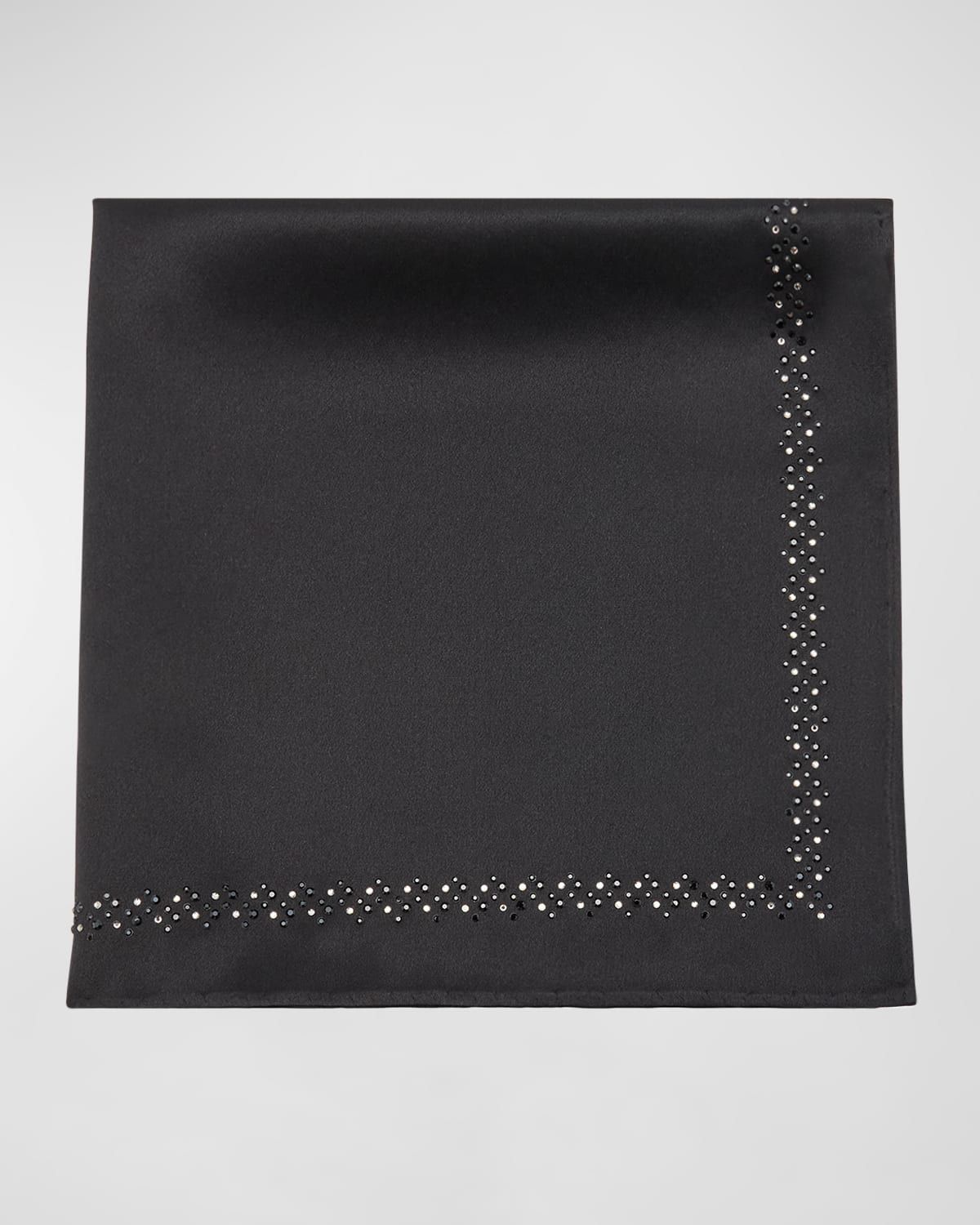 Men & apos;s Silk Crystal-Trim Pocket Square