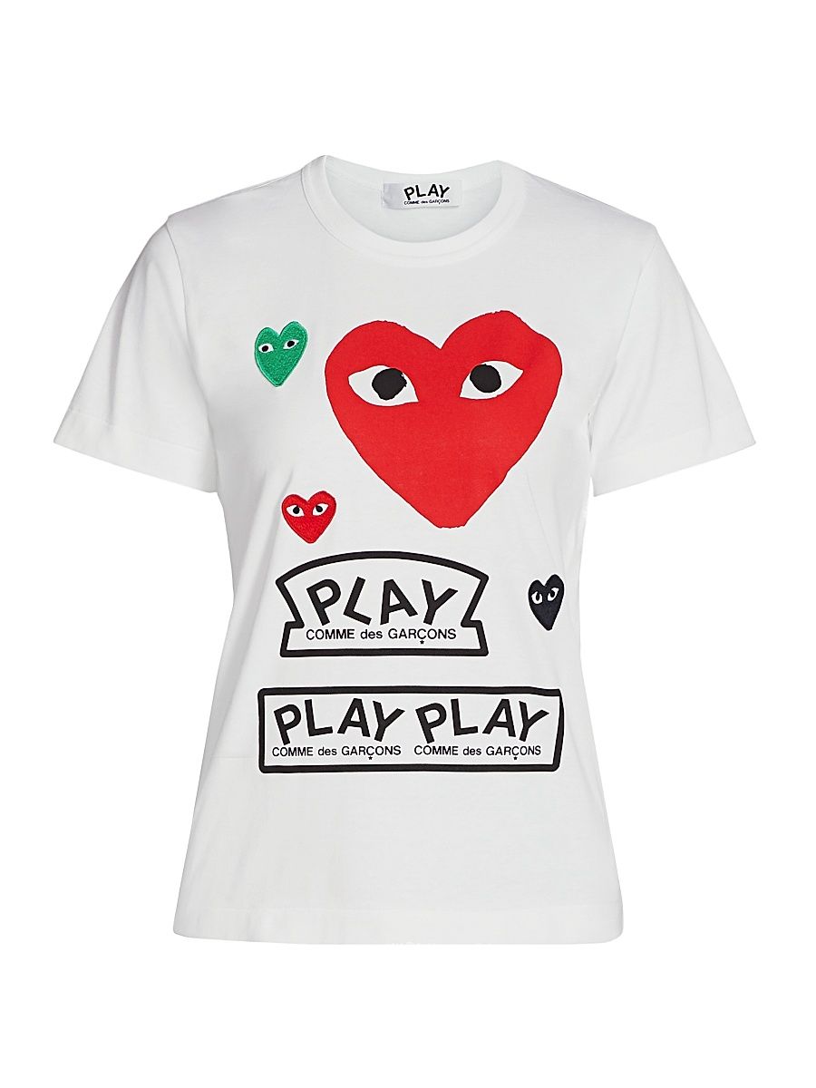 Women's Large Heart Play T-Shirt - White - Size XS