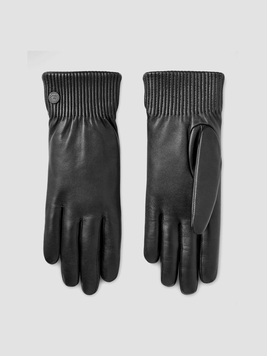Canada Goose Women's Ribbed Leather Gloves - Black - Size XS
