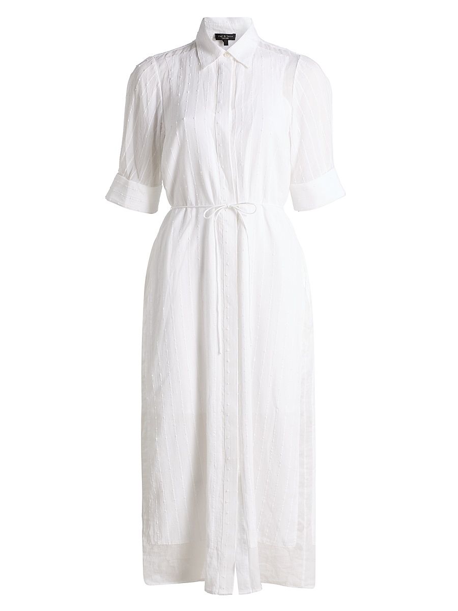 Women's Lucia Textured Midi-Shirtdress - White - Size Large