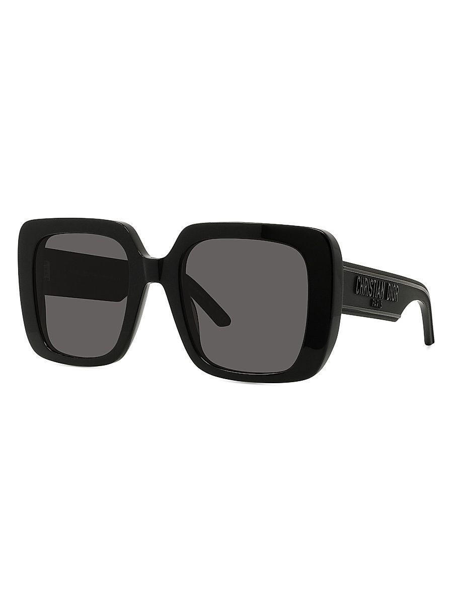 Women's Wildior S3U 55MM Geometric Sunglasses - Shiny Black Smoke