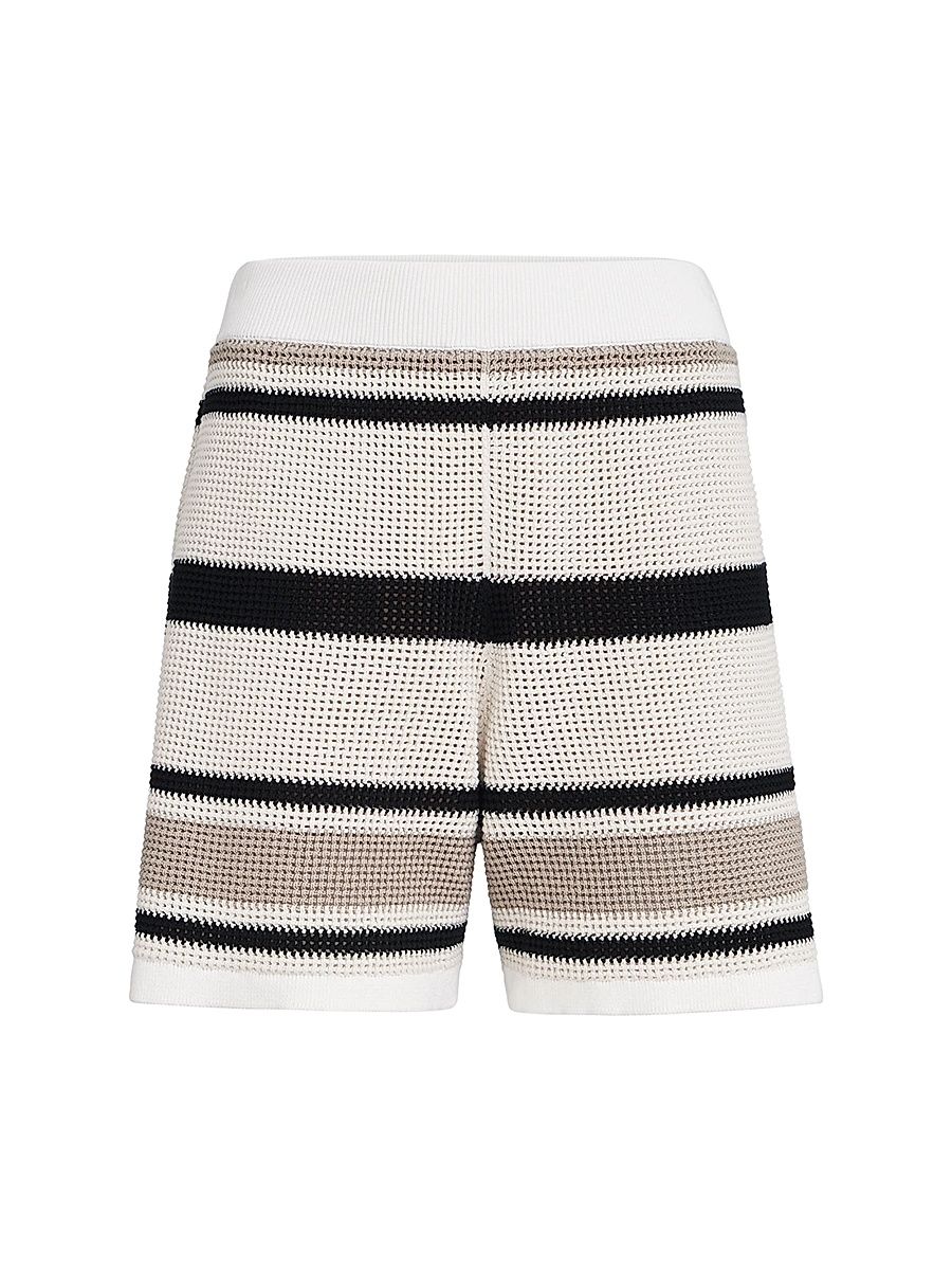 Women's Striped Cotton Net Knit Shorts - Panama - Size Large