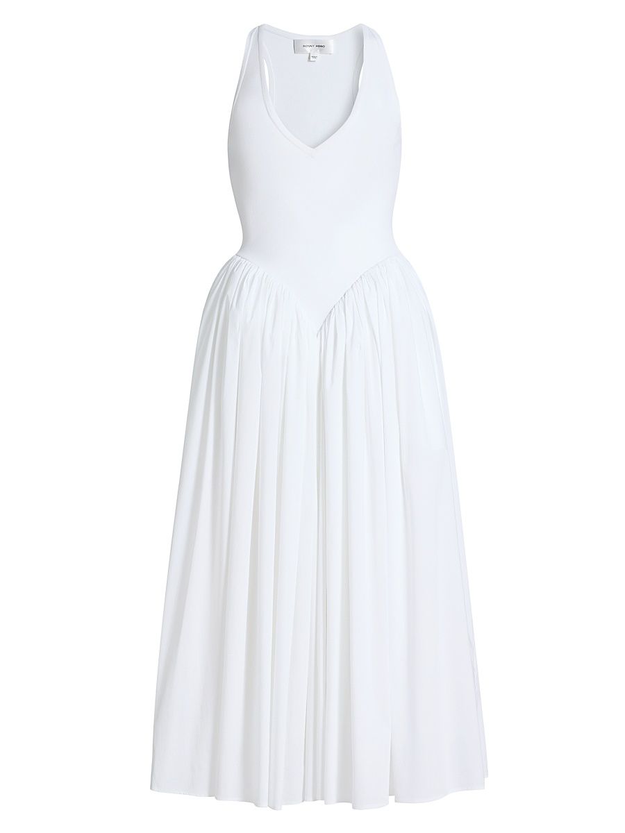 Women's Sirinda V-Neck Pleated Dress - White - Size Small