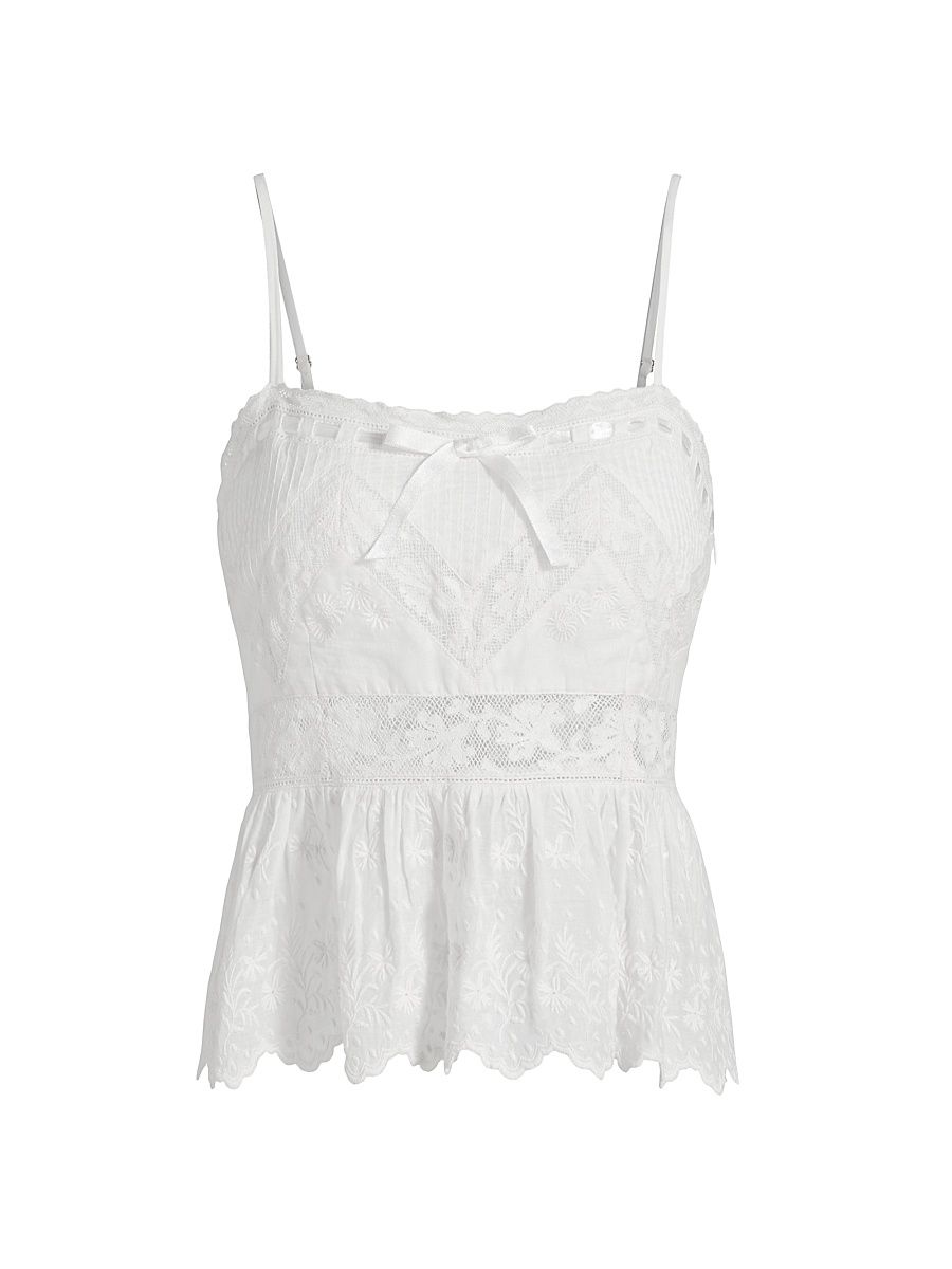 Women's Rowina Embroidered Lace Top - Optic White - Size 10