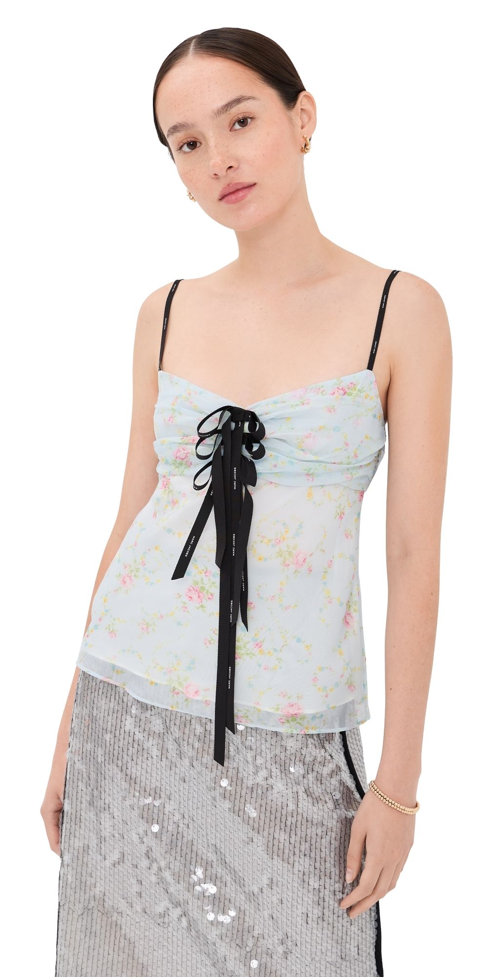 Marc Jacobs Blurred Floral Bow Top Blue Mist Multi L