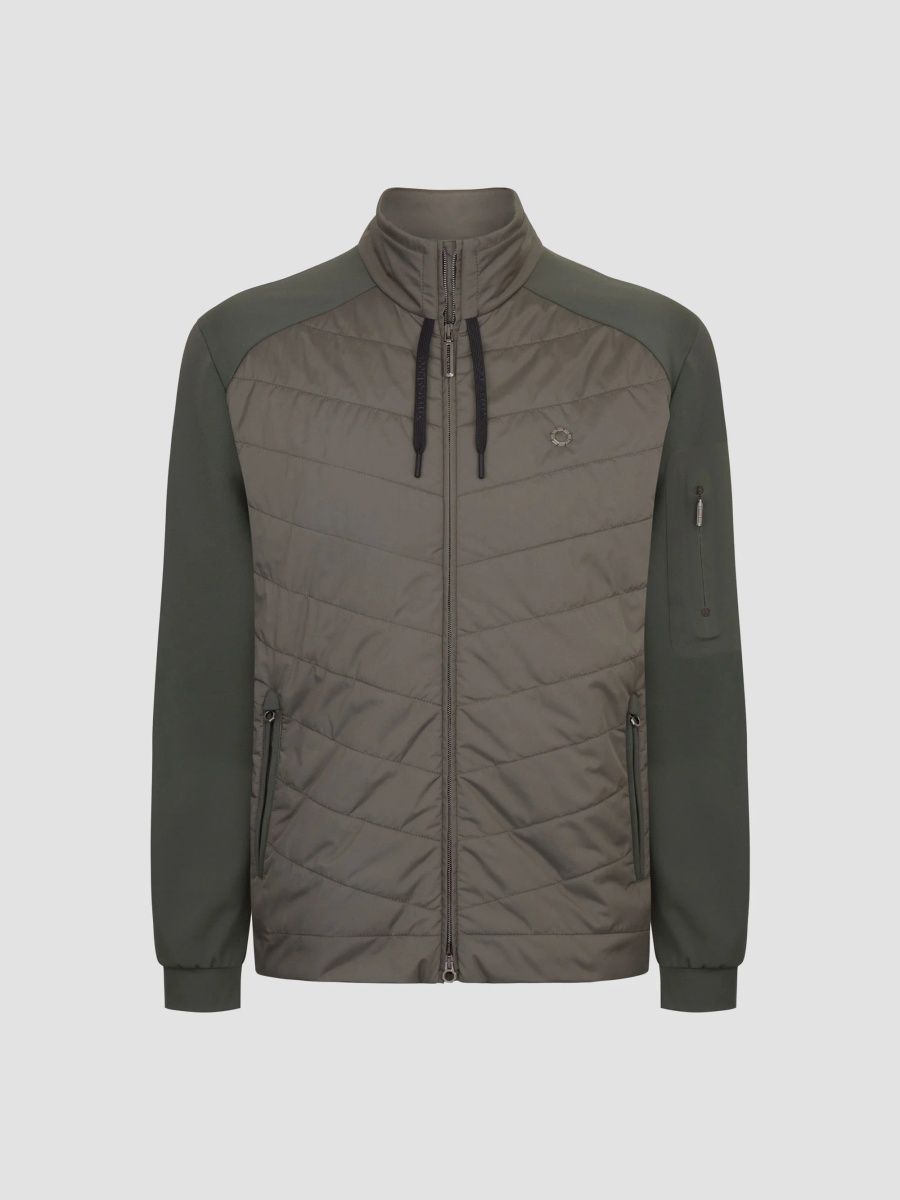 Stefano Ricci Men's Quilted Hybrid Full Zip Sport Jacket - Olive - Size 52