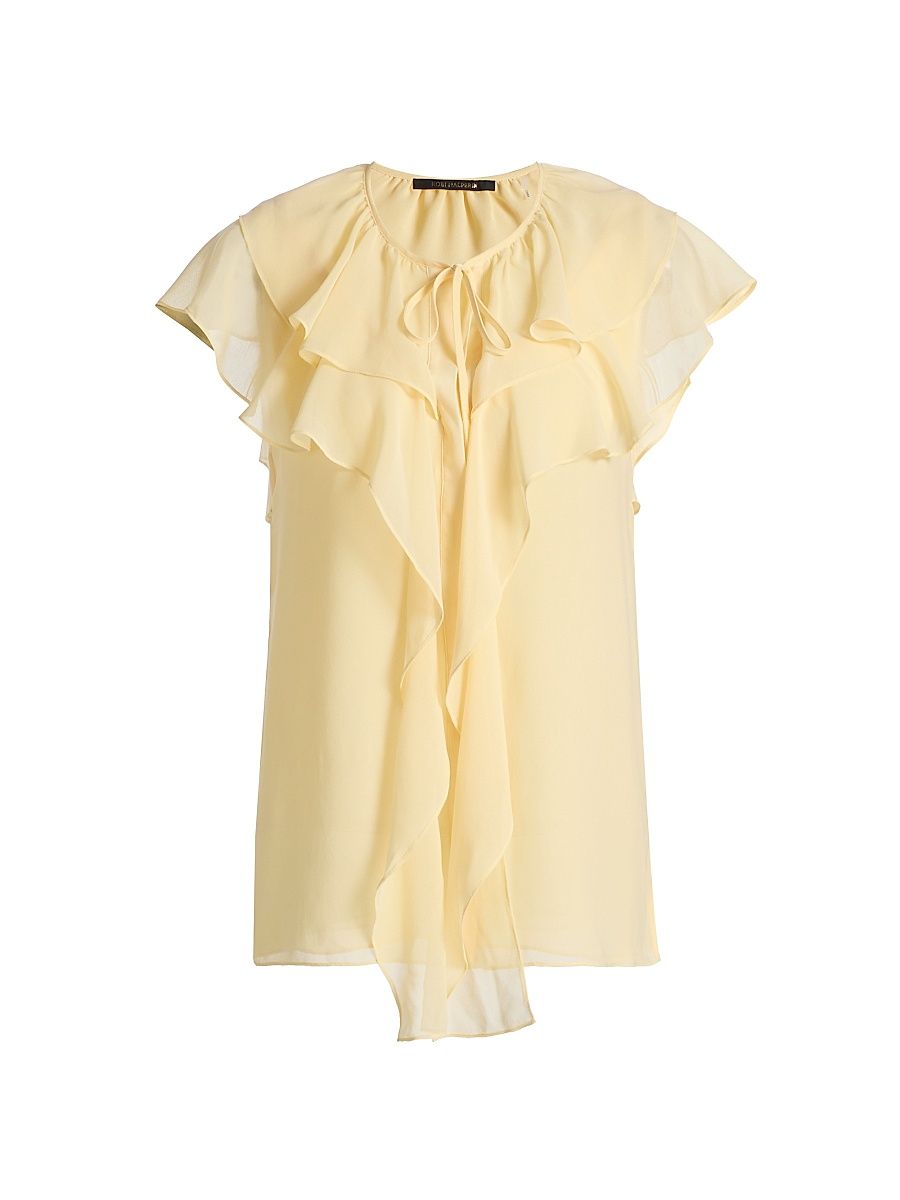 Women's Maren Ruffled Chiffon Blouse - Chamomile - Size XXL