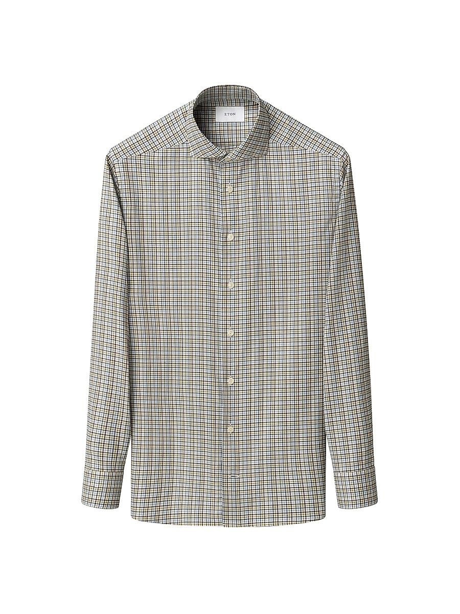 Men's Check Cotton Twill Contemporary-Fit Shirt - Size 17.5