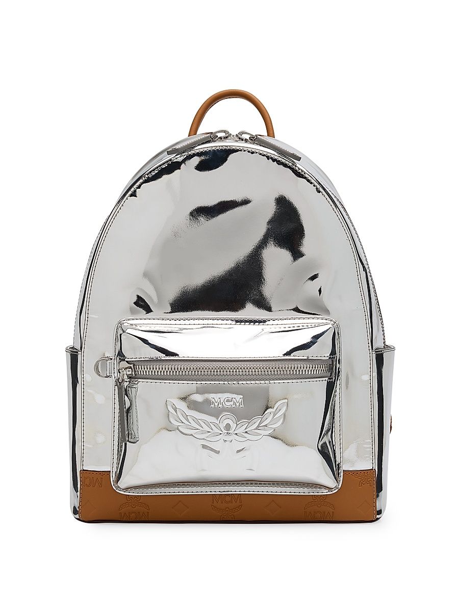 Men's Small Stark Leather Backpack - Silver