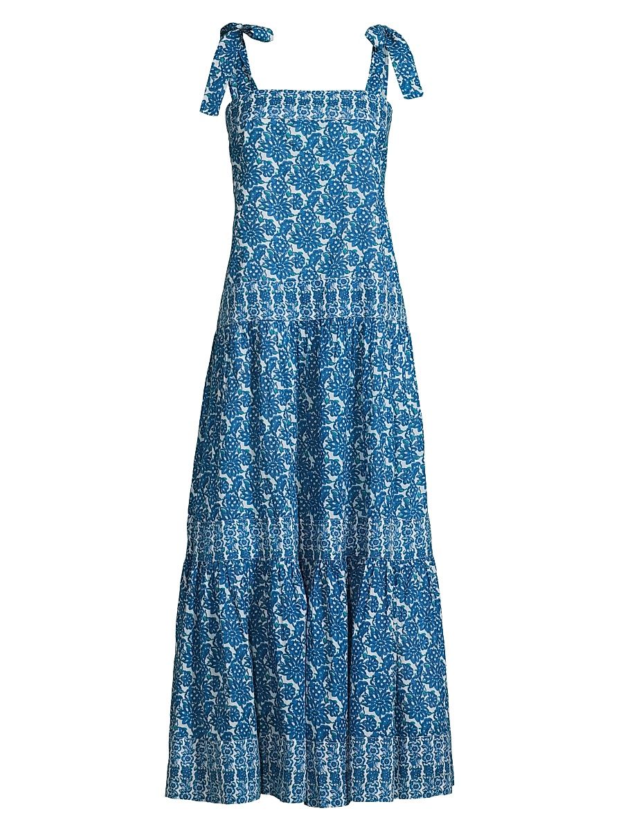Women's Vail Paisley Tiered Midi-Dress - Blue Panaji - Size Large