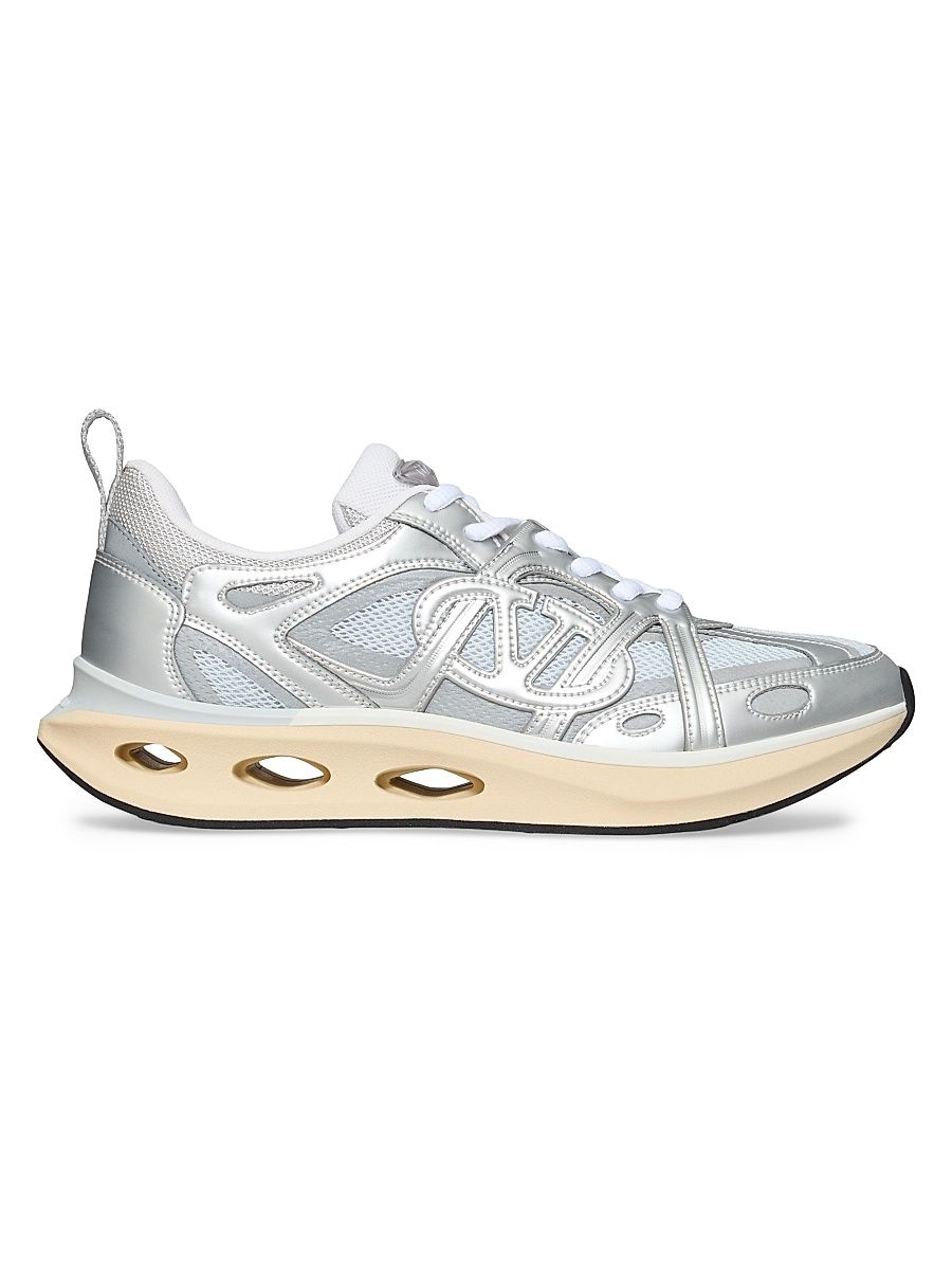 Women's VLogo Easyjog Sneakers in Mirror and Fabric - White Silver - Size 11