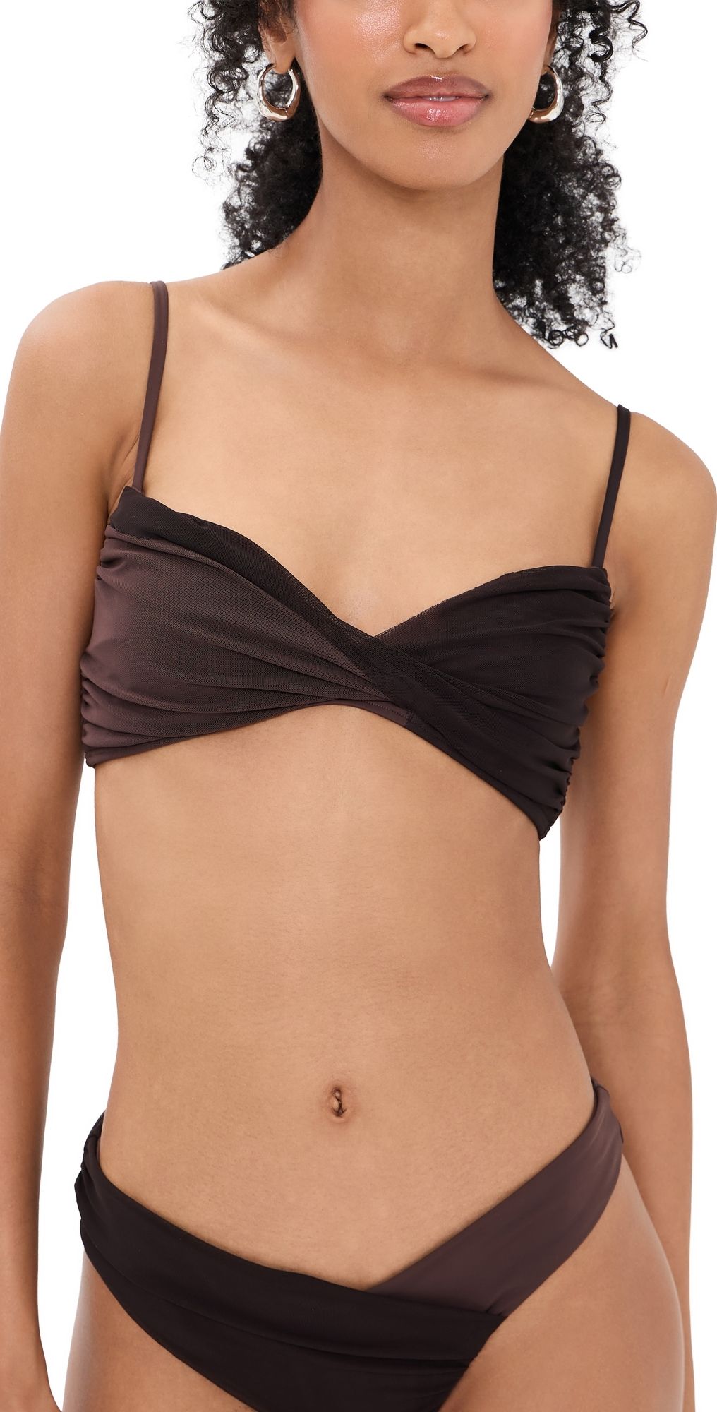 STAUD La Mer Bikini Top ESPRESSO/DARK CHOCOLATE XS