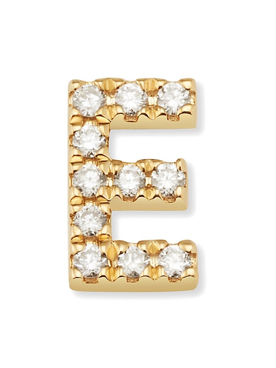 Oradina Women's 14K Yellow Gold Luxe Letter Diamond Initial Single Stud Earring - Initial X
