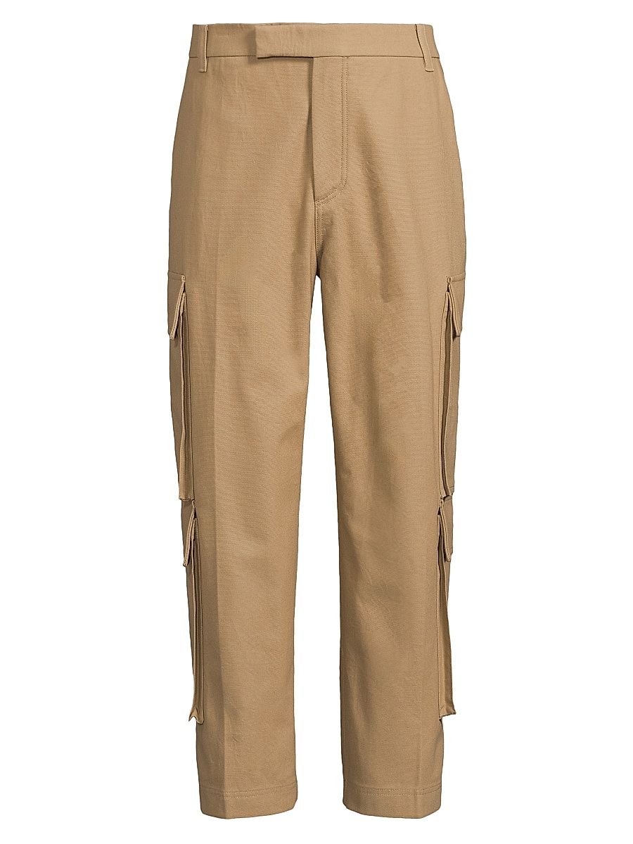 Men's Utility Canvas Cargo Trousers - Camel - Size XL
