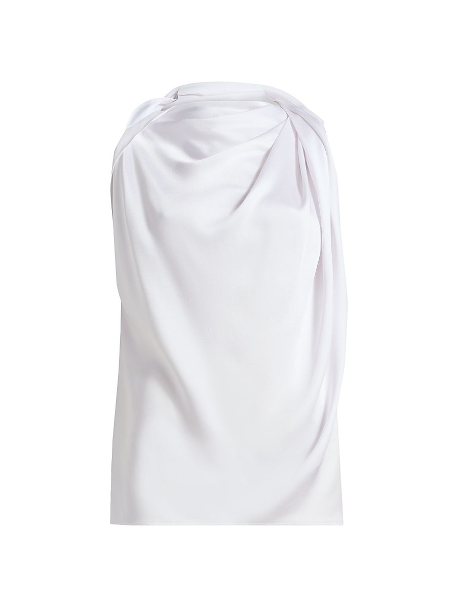 Women's Draped Satin Charmeuse Blouse - Optic White - Size Large