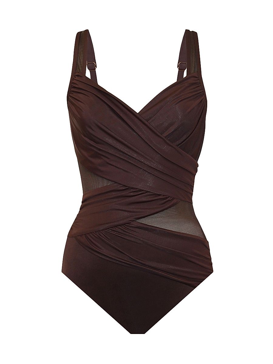 Women's Network One-Piece Swimsuit - Sumatra Brown - Size 14