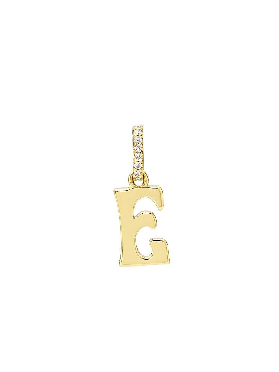 Marlo Laz Women's Alphabet 14K Yellow Gold & 0.045 TCW Diamond Letter Charm - Initial E