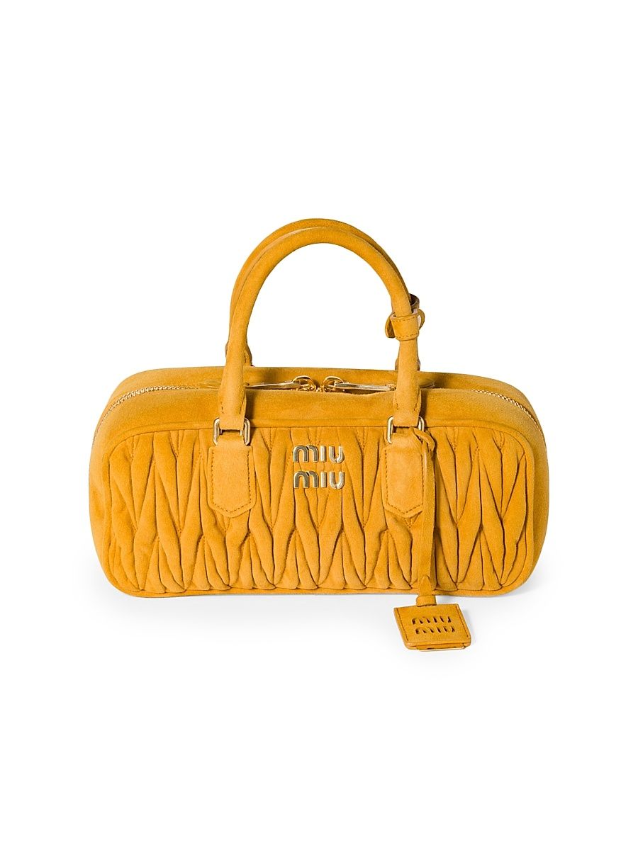 Women's Arcadie Matelassé Suede Top Handle Bag - Orange