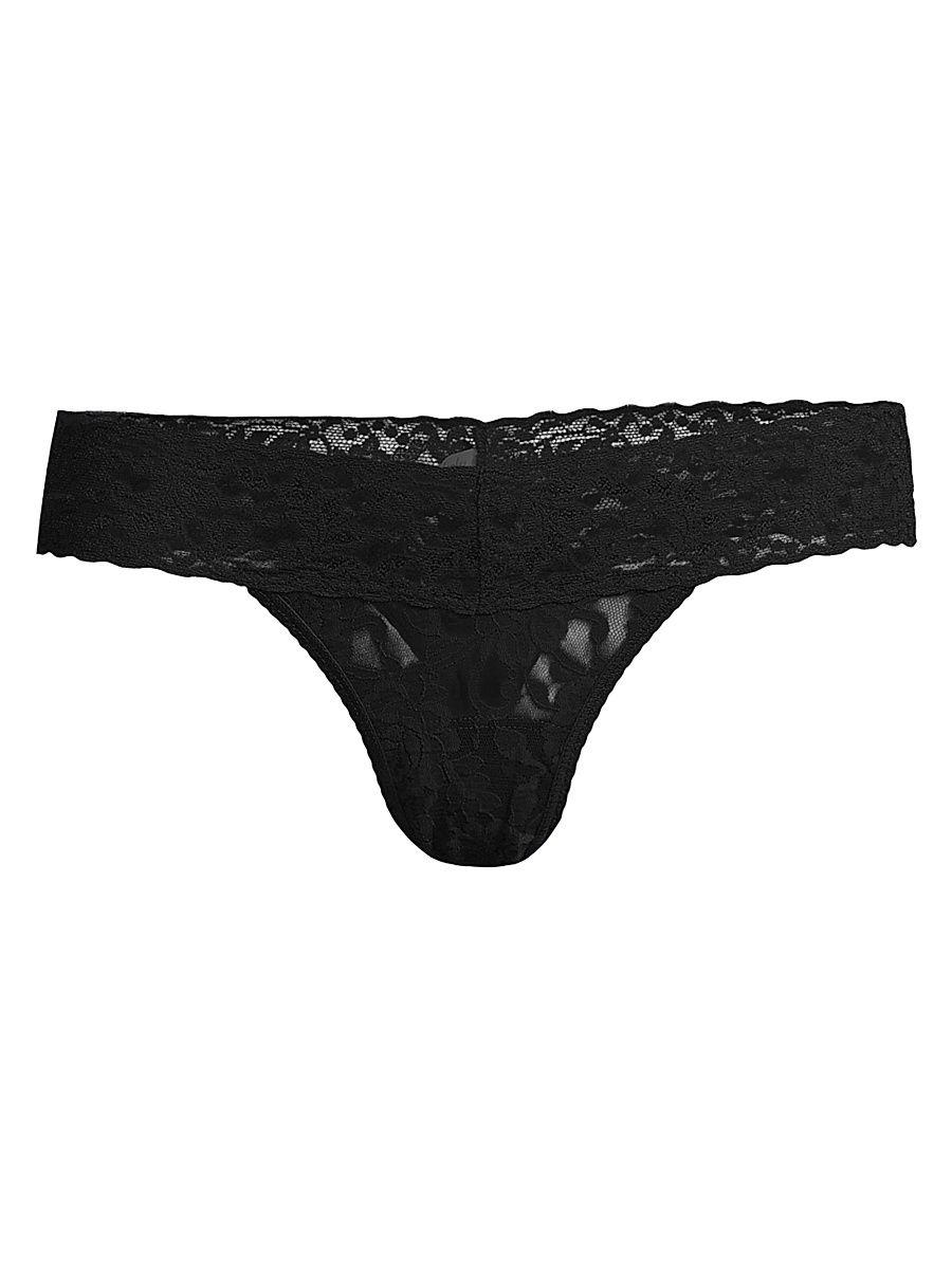 Women's Signature Lace Low-Rise Lace Thong - Black