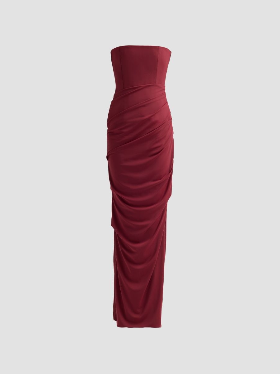 Alex Perry Women's Draped Strapless Sheath Gown - Port - Size 10