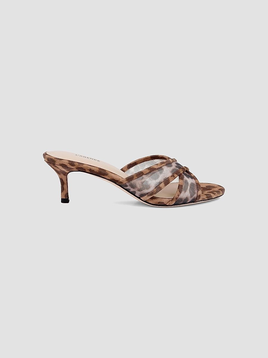 L'AGENCE Women's Padua 60MM Mesh-Suede Kitten-Heel Sandals - Leopard - Size 10